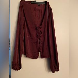 Lace up front burgundy shirt